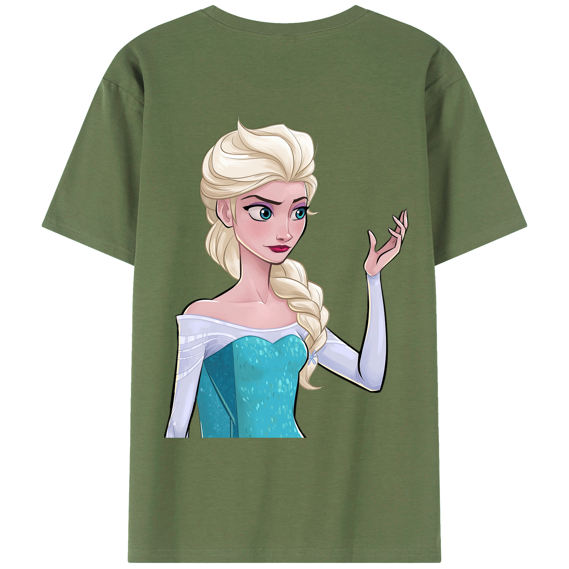 （画像用） アナと雪の女王 アンナ エルサ Frozen Anna Elsa 綿100％ メンズ半袖Tシャツ（バックプリント） 通気性